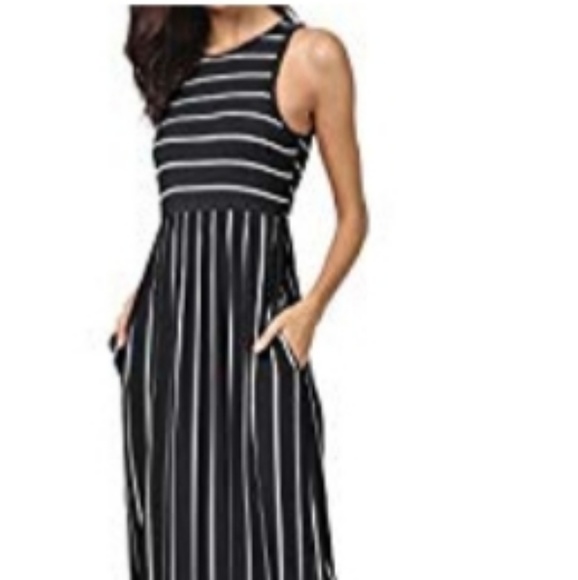 Dresses & Skirts - Black and White Striped Maxi - Long